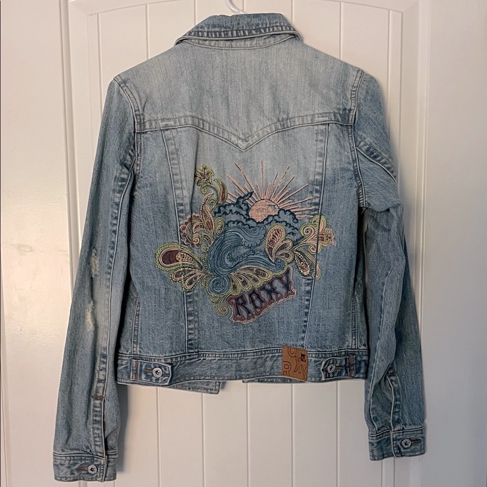Roxy Light Blue Denim Jacket with Design